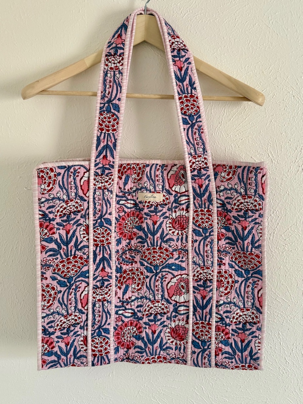 Farylina Elegant Pink Floral Tote Bag